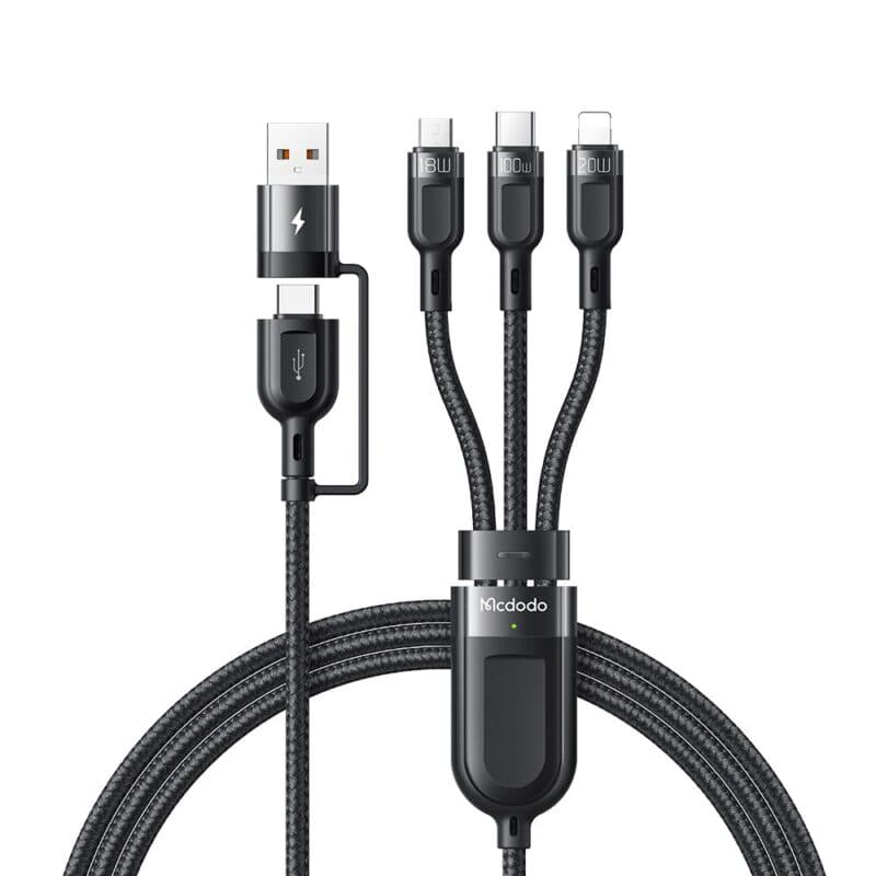 کابل شارژ و انتقال داده 2 به 3 کاره میکرو Usb+lightning+type-C مک دودو 100W مدل CA-8800 طول 1.2 متر — تصویر ۹