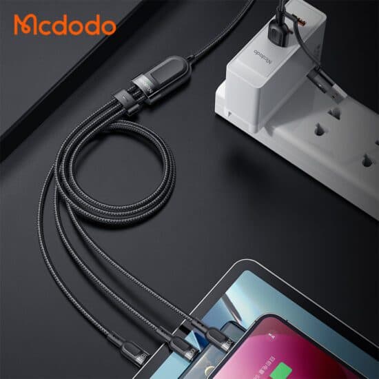 کابل شارژ و انتقال داده 2 به 3 کاره میکرو Usb+lightning+type-C مک دودو 100W مدل CA-8800 طول 1.2 متر — تصویر ۶
