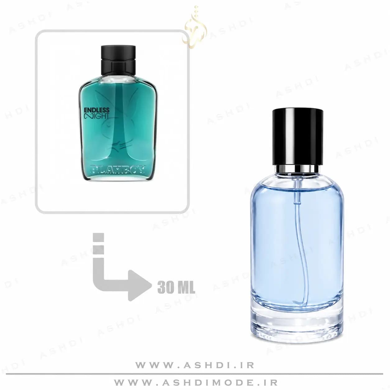 عطر ادکلن پلی بوی اندلس نایت فور هیم 30 میل اشدی | Playboy Endless Night For Him 30ml ASHDI — تصویر ۲