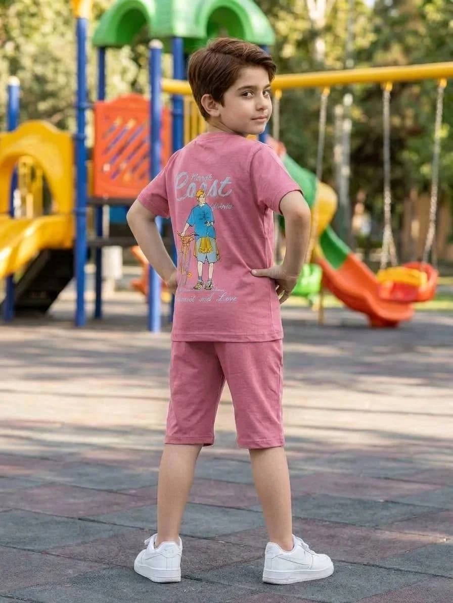ست تیشرت شلوارک قواره دار بچگانه پسر و دوچرخه (55-50) کد 8455 — تصویر ۱۲