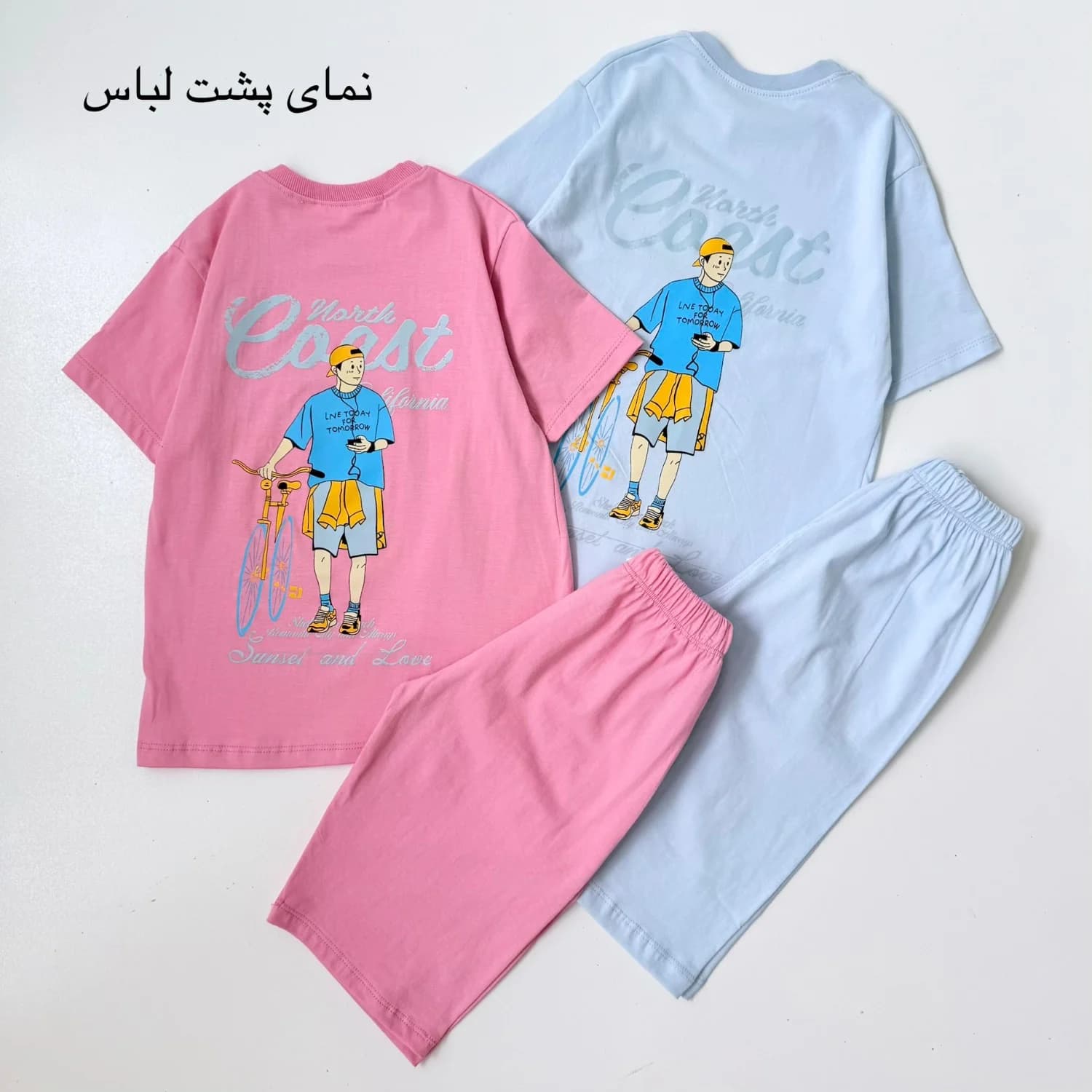 ست تیشرت شلوارک قواره دار بچگانه پسر و دوچرخه (55-50) کد 8455 — تصویر ۷