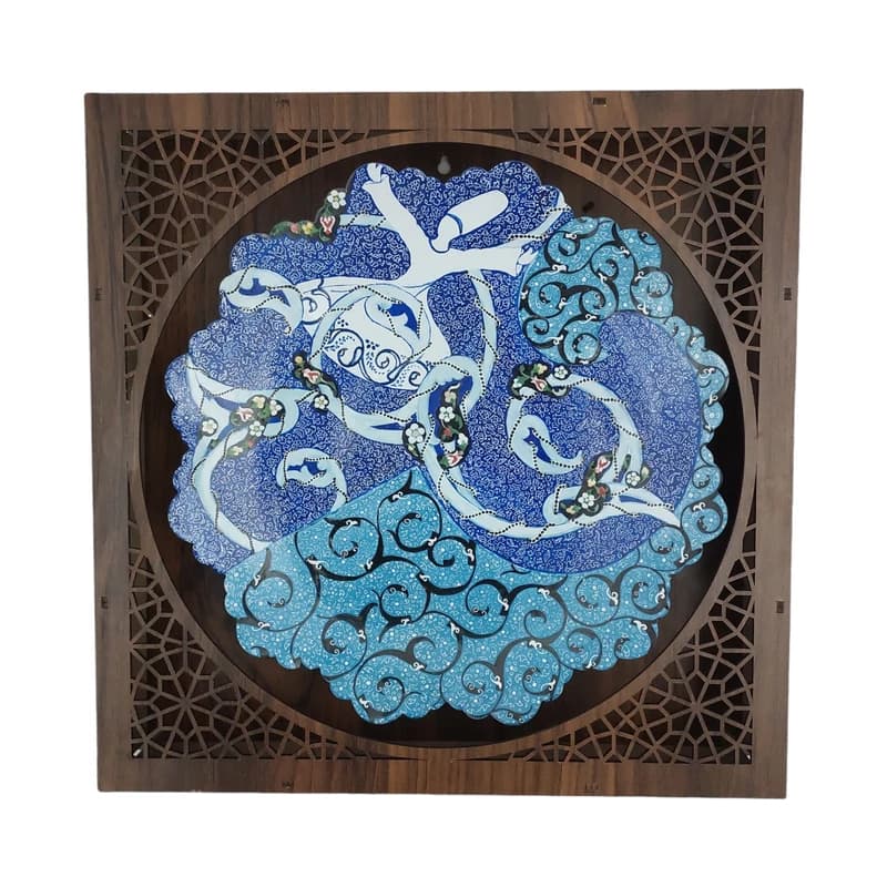 بشقاب میناکاری دیوارکوب 25 سانتی|طرح رقص سماع|کد B1074 — تصویر ۴