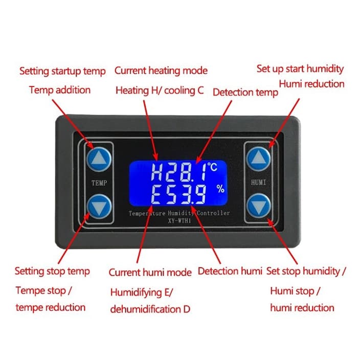 ماژول ترموستات دیجیتالی کنترل دما و رطوبت رو پنلی مدل XY-WTH1 Thermostat — تصویر ۴