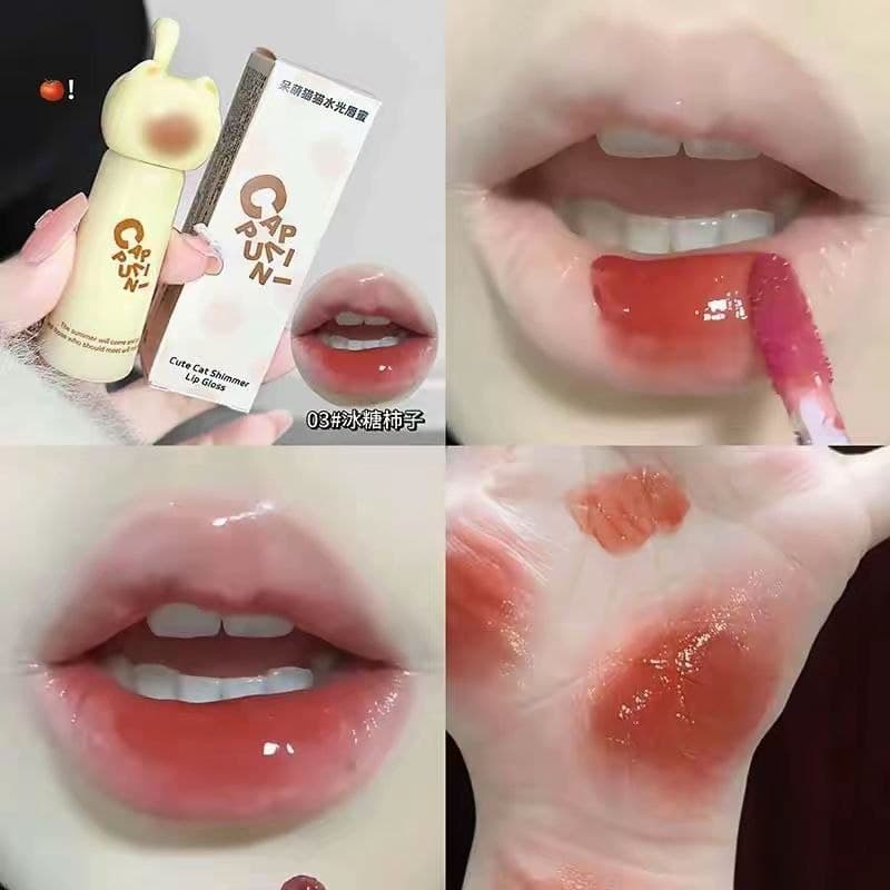 رژلب خیس پیشی cappuvini رژلب طرح گربه ملوس کره ای — تصویر ۵