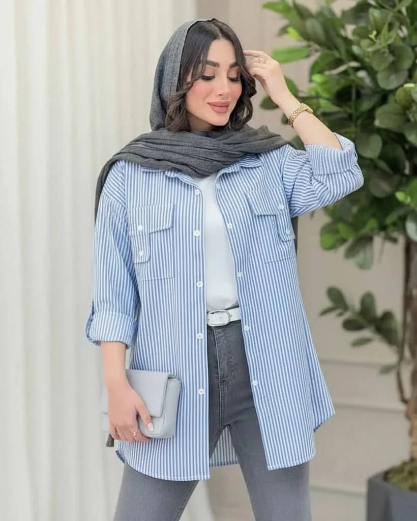 شومیز جیب صلیبی ترند — تصویر ۷