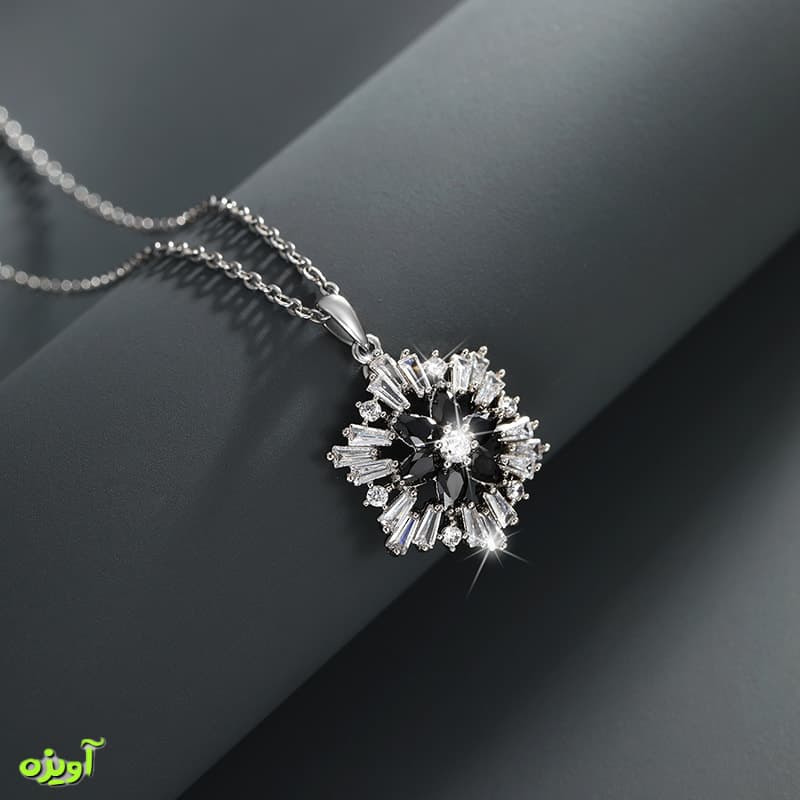 اویز گردنبند دانه برف مشکی ژوپینگ کد 15009