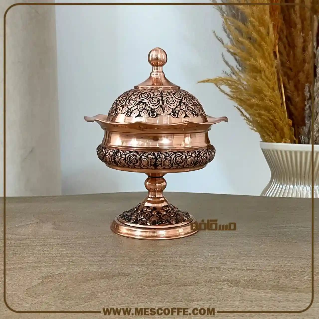 سرویس پذیرایی مسی جدید(مدل گل رز پایه دار/برندسویل) — تصویر ۵