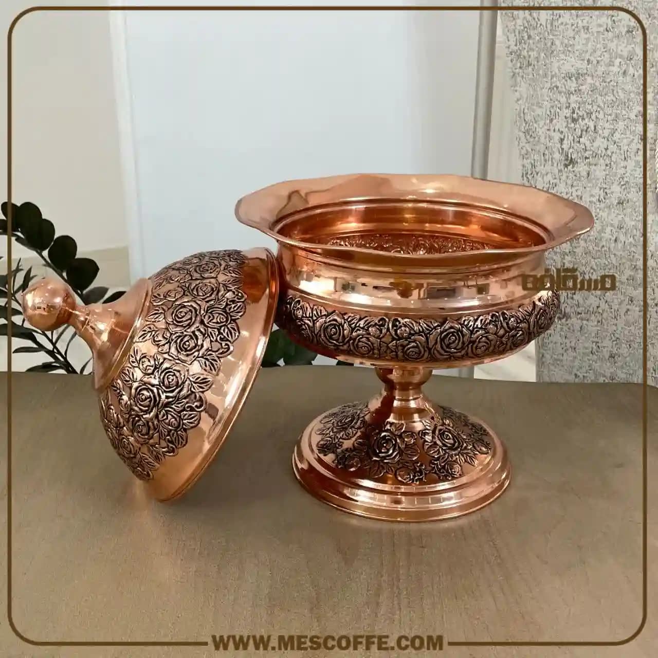 سرویس پذیرایی مسی جدید(مدل گل رز پایه دار/برندسویل) — تصویر ۸