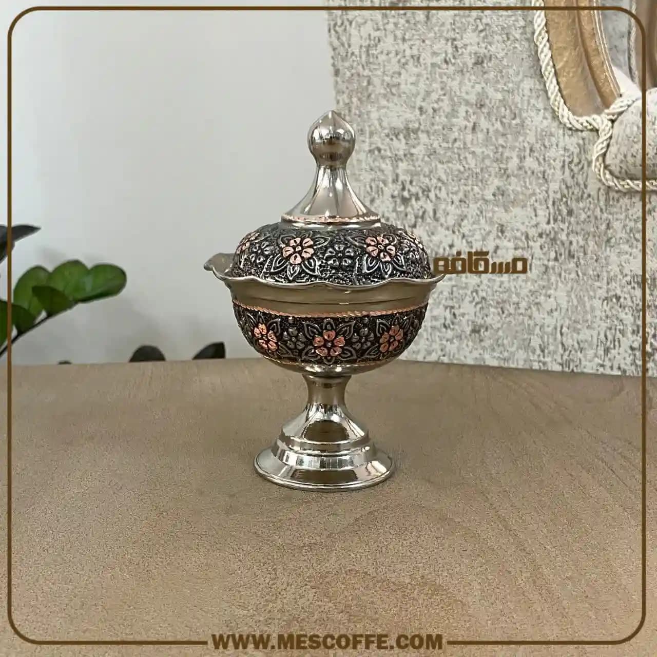 قندان مسی کروم پایه دار(کد2022)