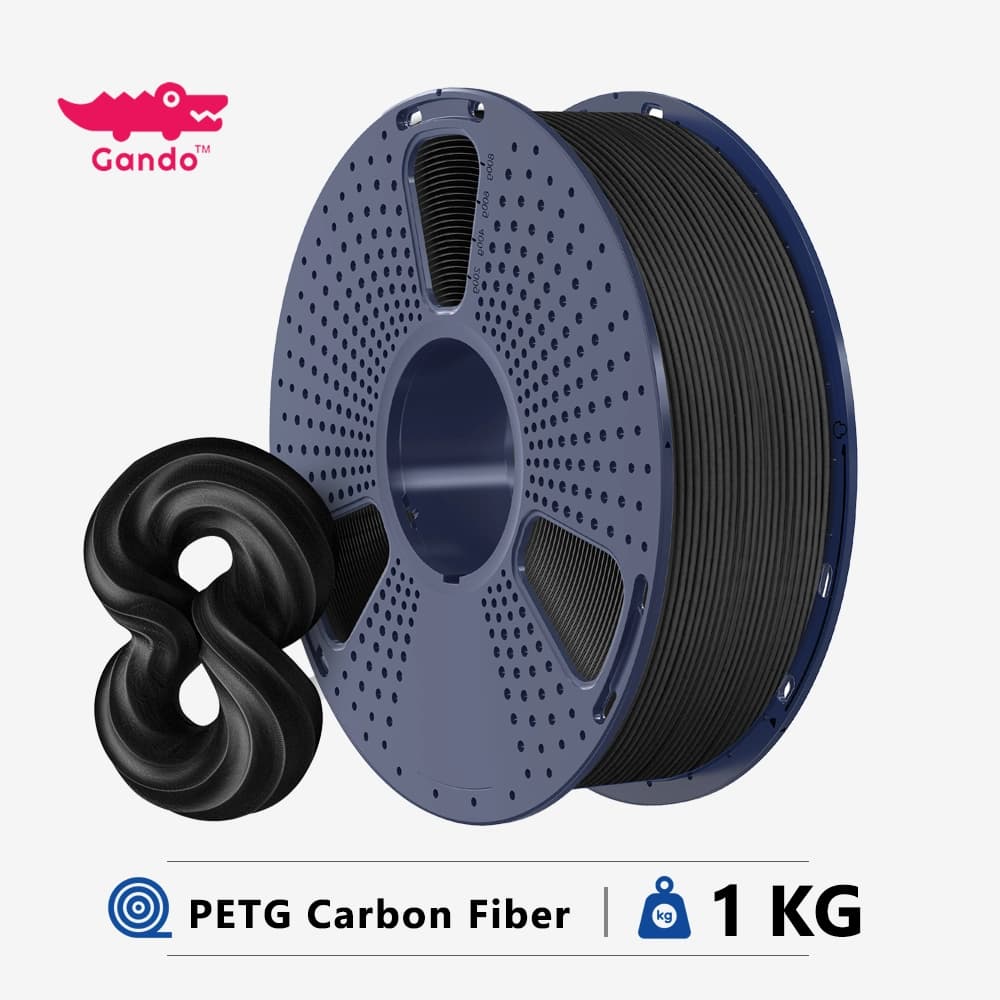 فیلامنت پت جی فیبر کربن (PETG Carbon Fiber) رنگ مشکی قطر ۱٫۷۵ وزن یک کیلویی برند گاندو — تصویر ۲