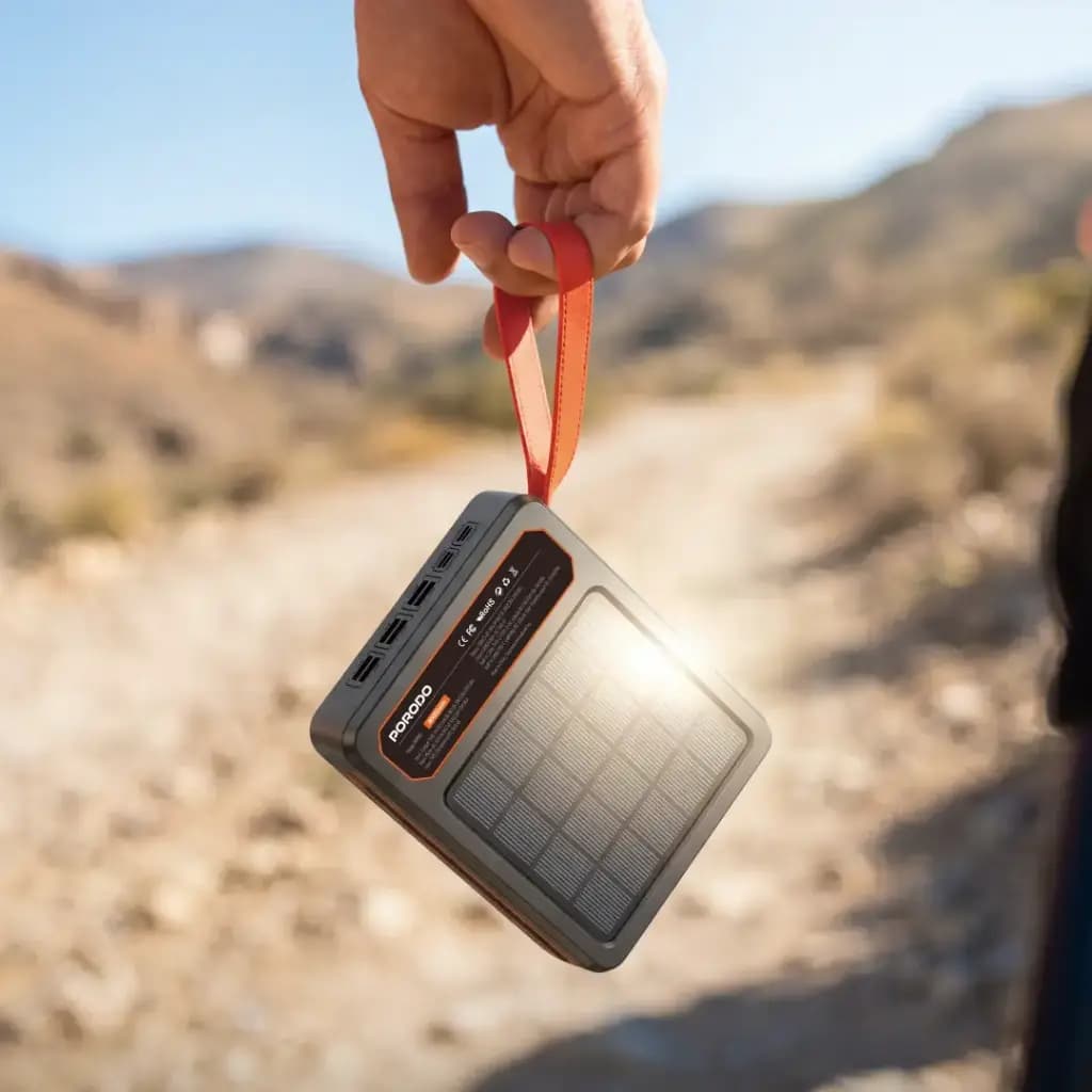 پاوربانک خورشیدی 80000 میلی آمپر پرودو Laros مدل (PDPB80) Porodo Laros Solar Power Bank with 22.5W Fast Charging & Built-In Cable — تصویر ۵