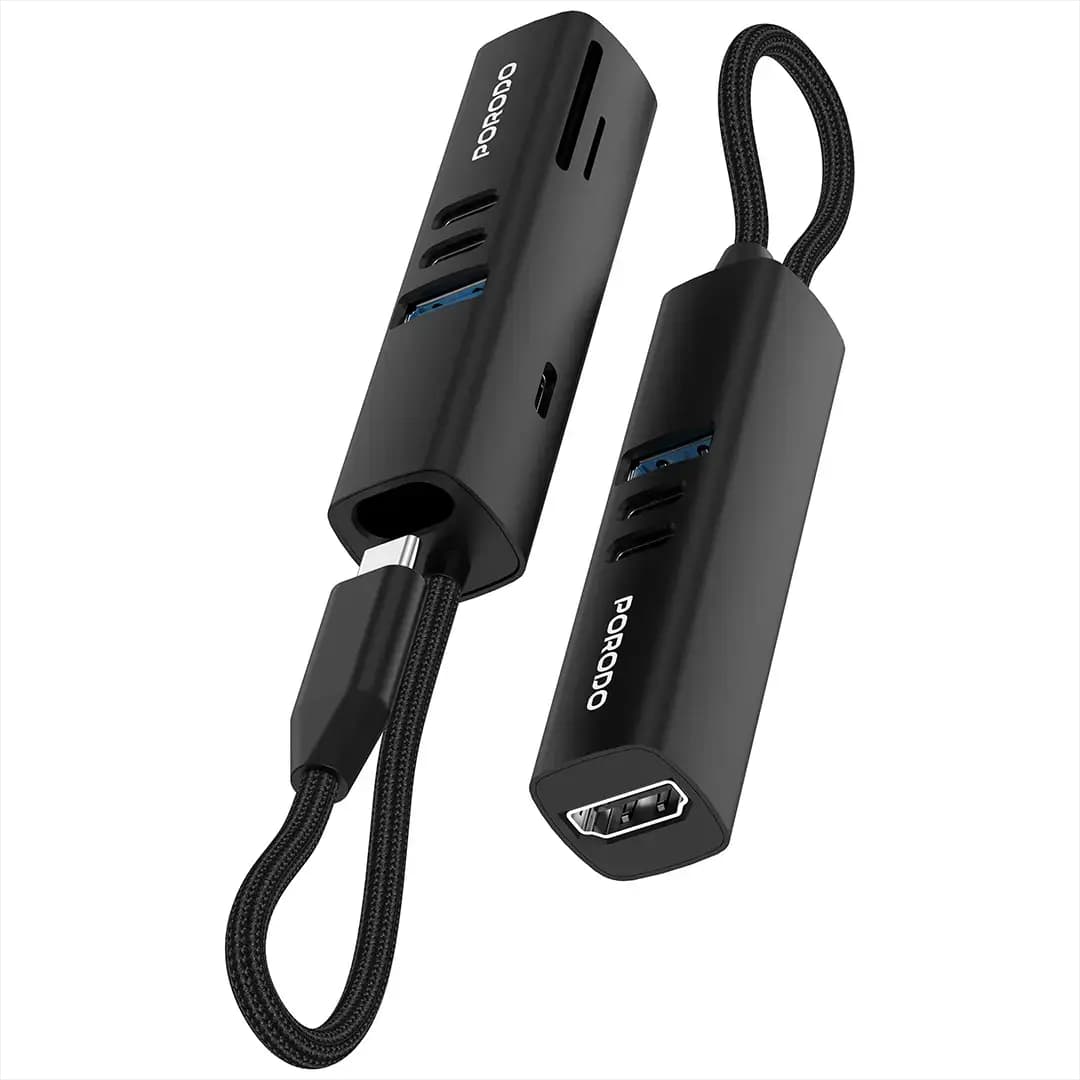 هاب 7 پورت با سرعت 5 گیگابیت بر ثانیه پرودو(PD35037IN1BK)Porodo 7-In-1 Multi-Port USB Hub with 5Gbps Transfer Speed – Black — تصویر ۵
