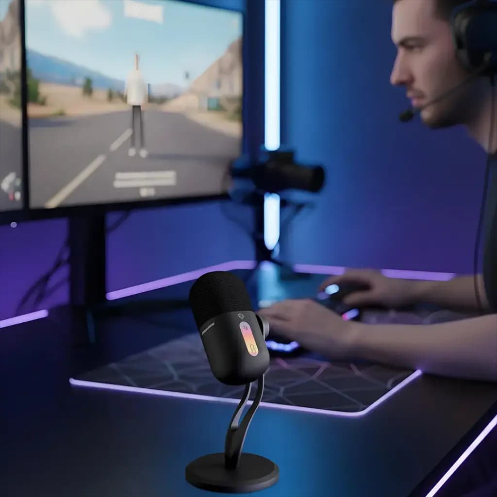 میکروفون رومیزی گیمینگ و استریم Elyx پرودو(PDX5MK06)Porodo Gaming Elyx RGB Condenser Microphone with Noise Surppress Button — تصویر ۷