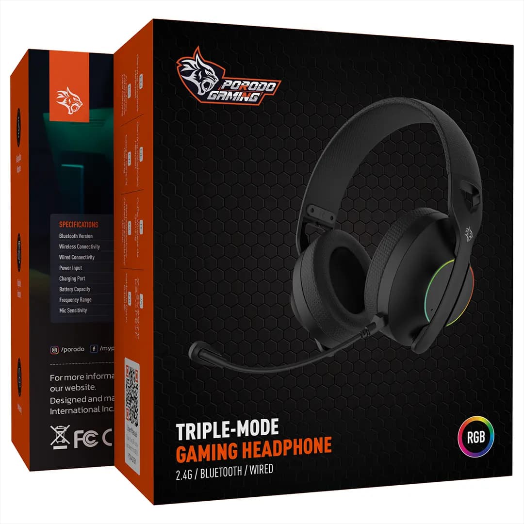 هدست گیمینگ PDX421 پرودو گیمینگ(PDX421)Porodo Gaming Triple-Mode Gaming Headphone – Black — تصویر ۲