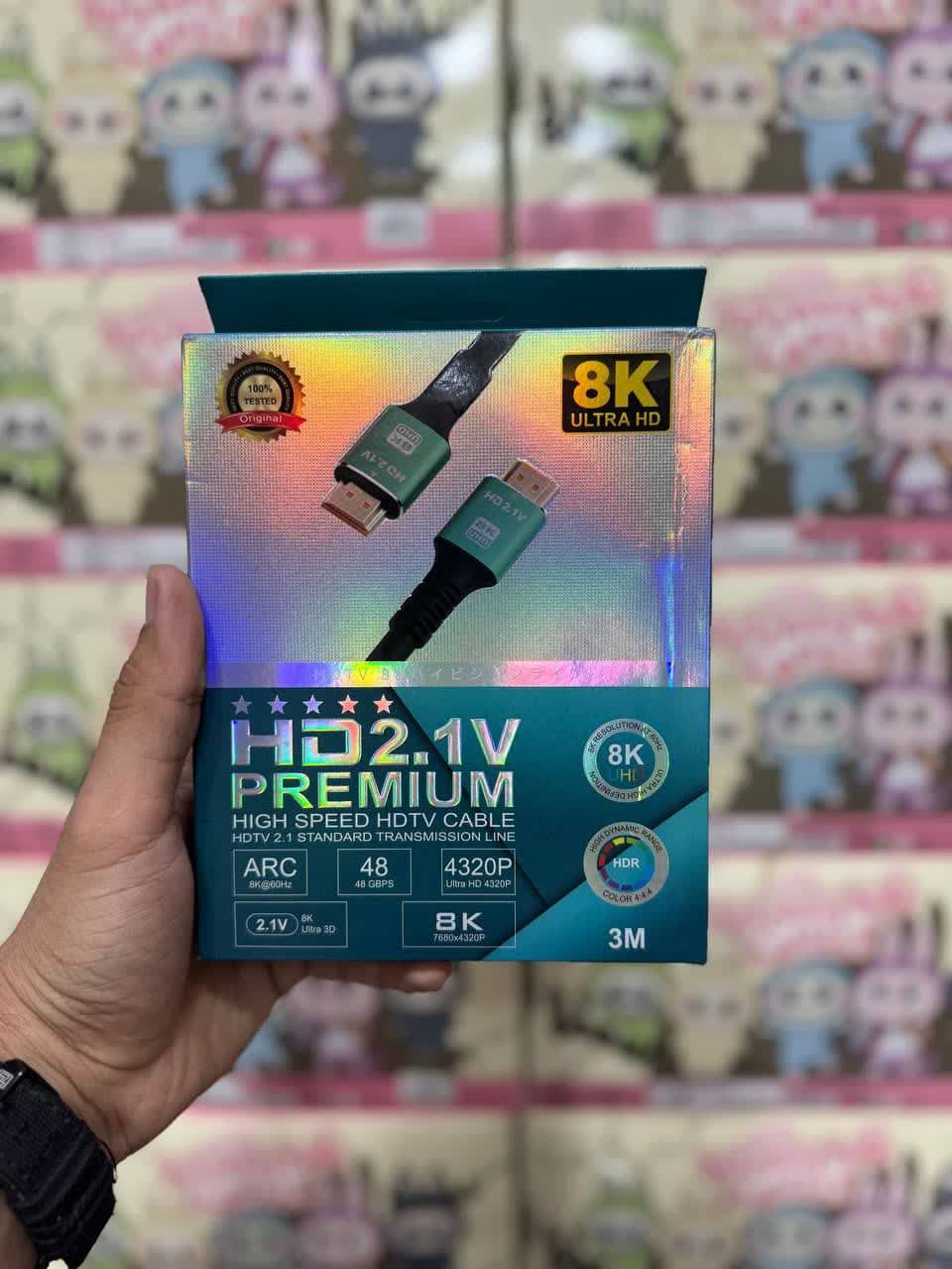 کابل HDMI 8K ULTRA HD سه متری مدل HD2.1V PREMIUM اورجینال وارداتی — تصویر ۴