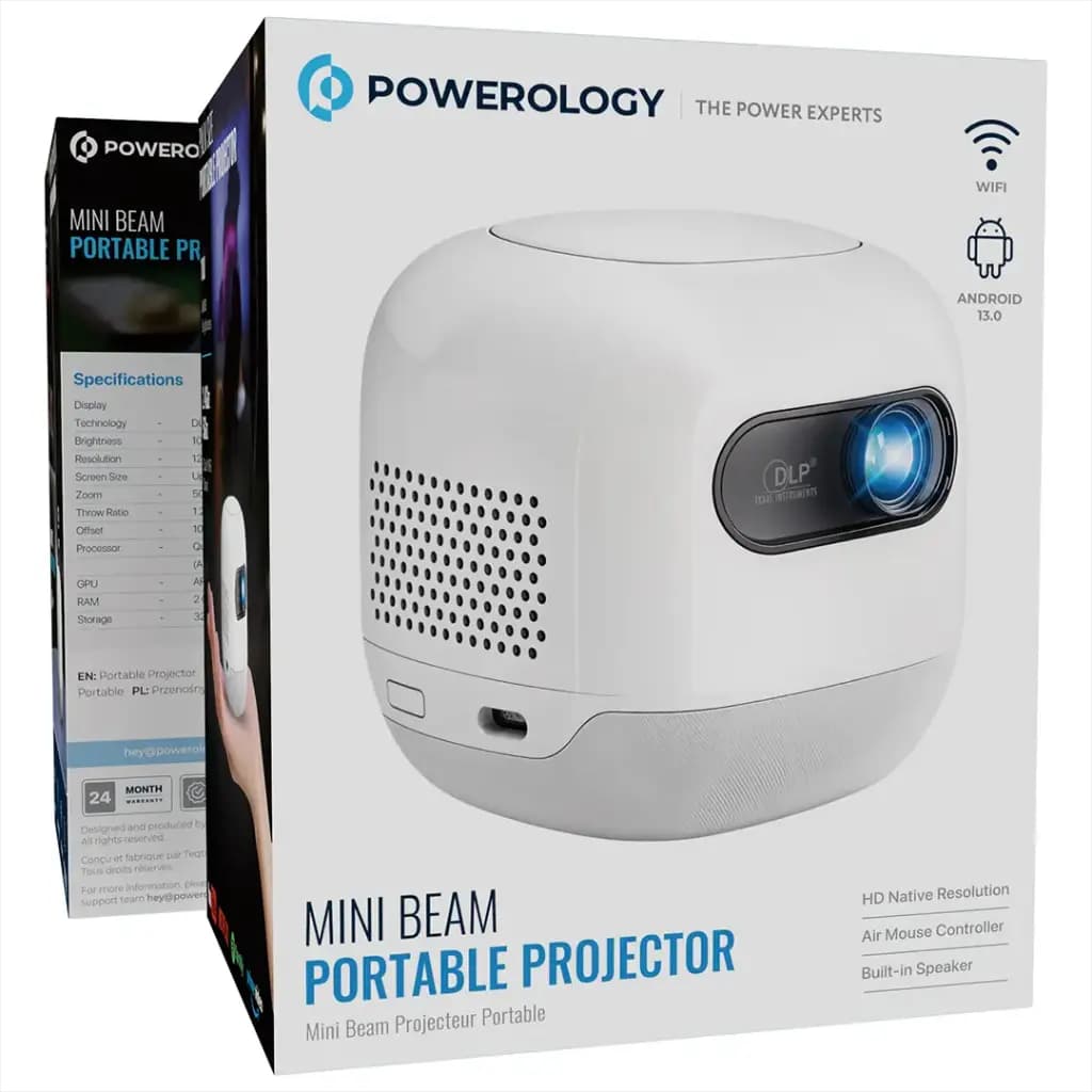 مینی ویدئو پروژکتور قابل حمل پاورولوژی(PWMPM2WH)Powerology Mini Beam Portable Projector – White — تصویر ۲