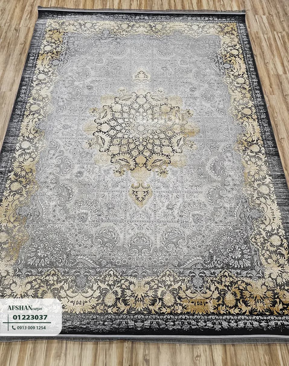 فرش 1200 شانه گل برجسته طرح وینتیج رژا کد 01223037 آرین — تصویر ۲