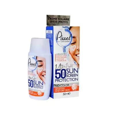 کرم ضد آفتاب پیکسل بی رنگ SPF50 پوست خشک و حساس
