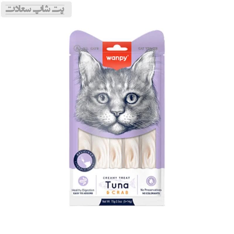 بستنی گربه ونپی با طعم ماهی تن و خرچنگ Wanpy Treat Tuna & Crab بسته 5 عددی — تصویر ۳