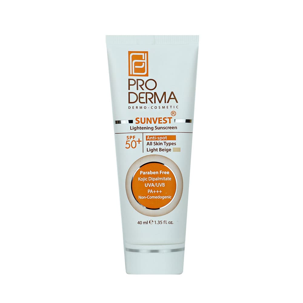 کرم ضد آفتاب SPF50 روشن کننده لکهای پوست بژ طبیعی پرودرما