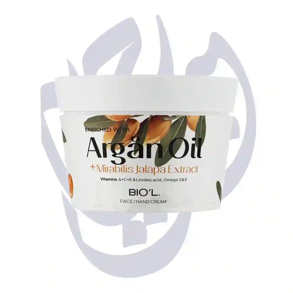 کرم مرطوب کننده بیول مدل Argan Oil حجم 200 میلیلیتر، مغذی پوست خشک، غنی شده با عصاره گیاه لاله عباسی، حاوی ویتامینهای A، C , E