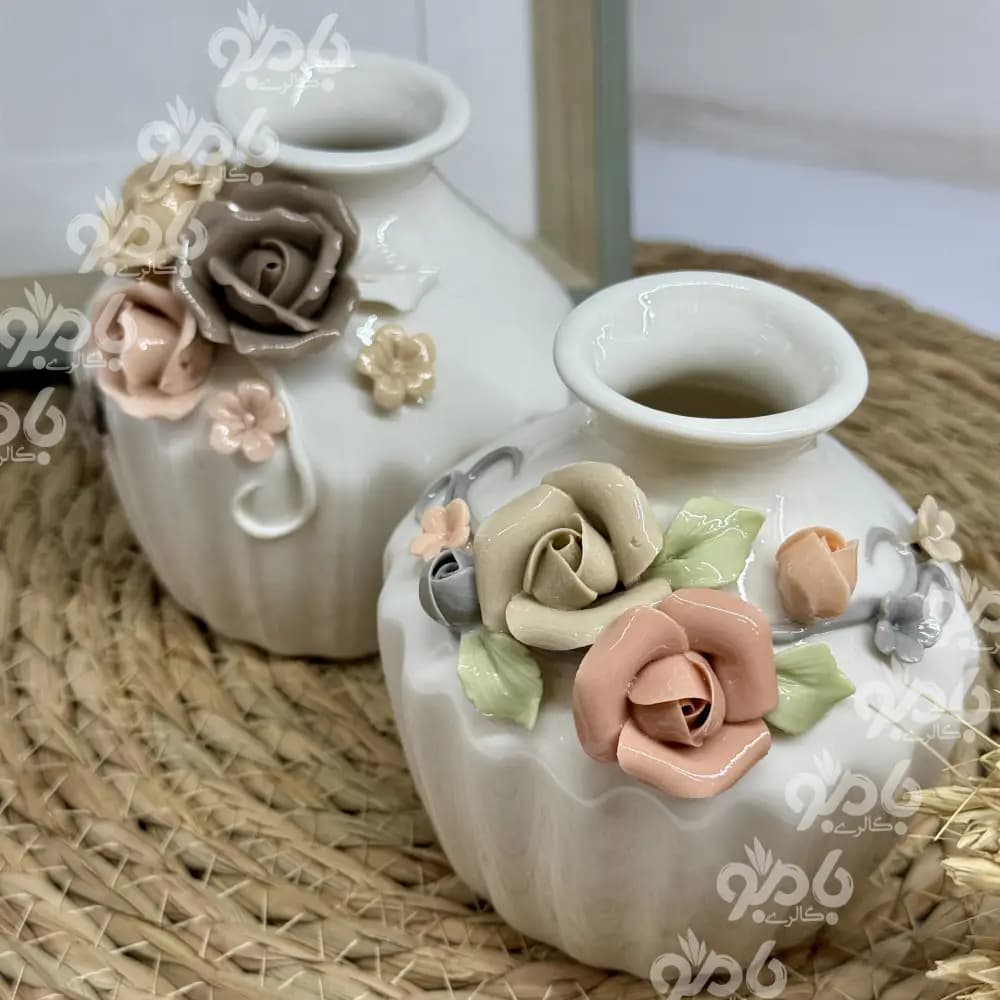 گلدان سرامیکی گلدار وارداتی 1001 — تصویر ۳