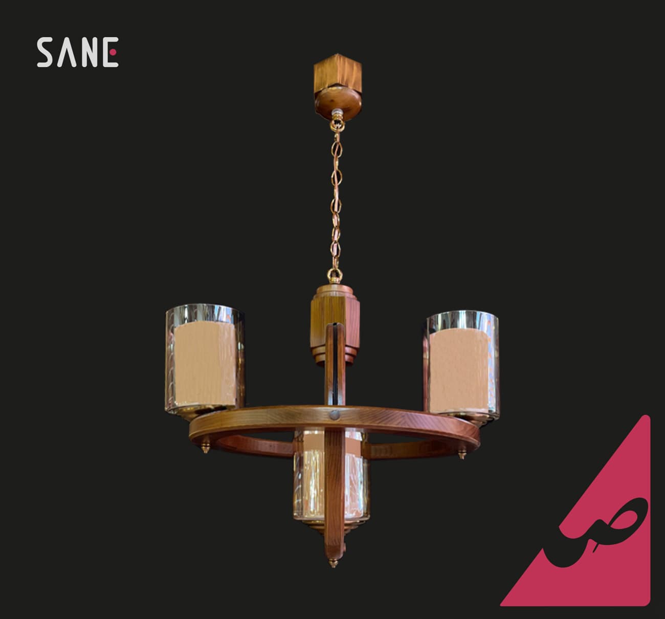 لوستر آویز چوبی 3 شعله مدل رومن کد 3-230 — تصویر ۵