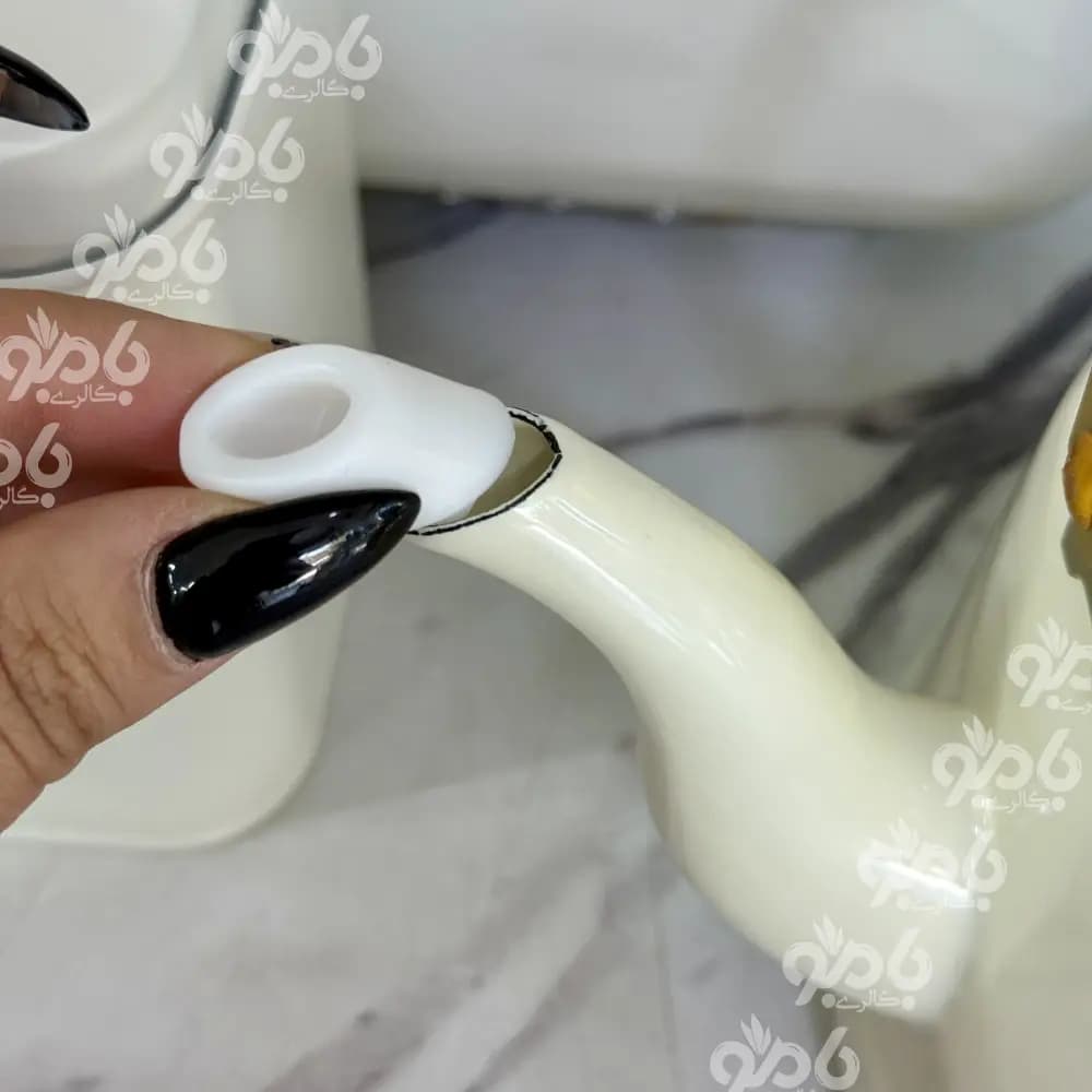 کتری و قوری لعابی انامل 1و2.4لیتر کرمی — تصویر ۵