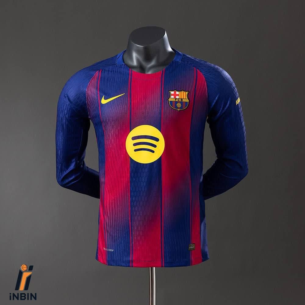 لباس اول بارسلونا 2026 ورژن کیت پلیری آستین بلند کد 61026