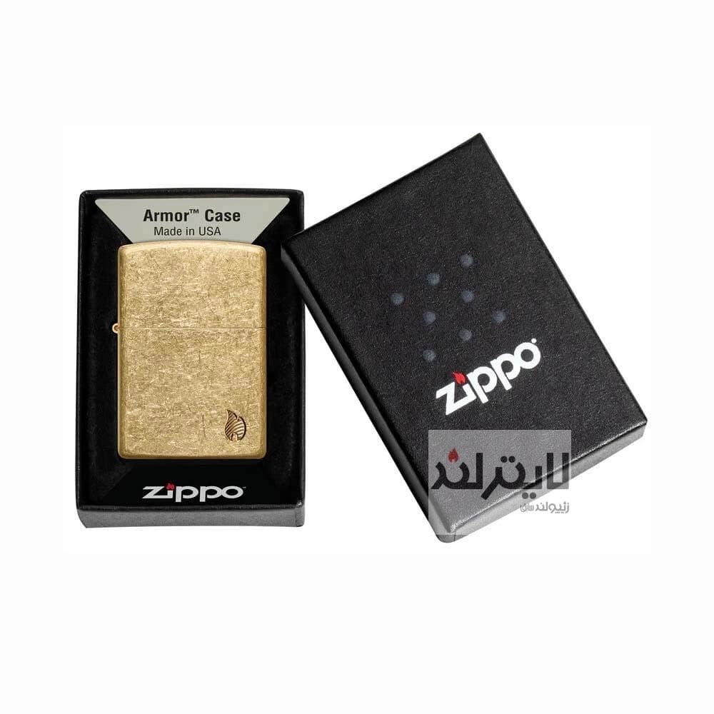فندک زیپو مدل Armor® Tumbled Brass Flame Design کد 46398 — تصویر ۱۰