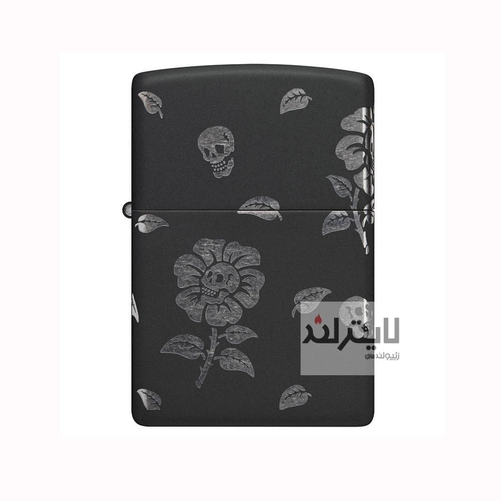 فندک زیپو مشکی مات مدل Flower Skulls درجه کد 48931 — تصویر ۸