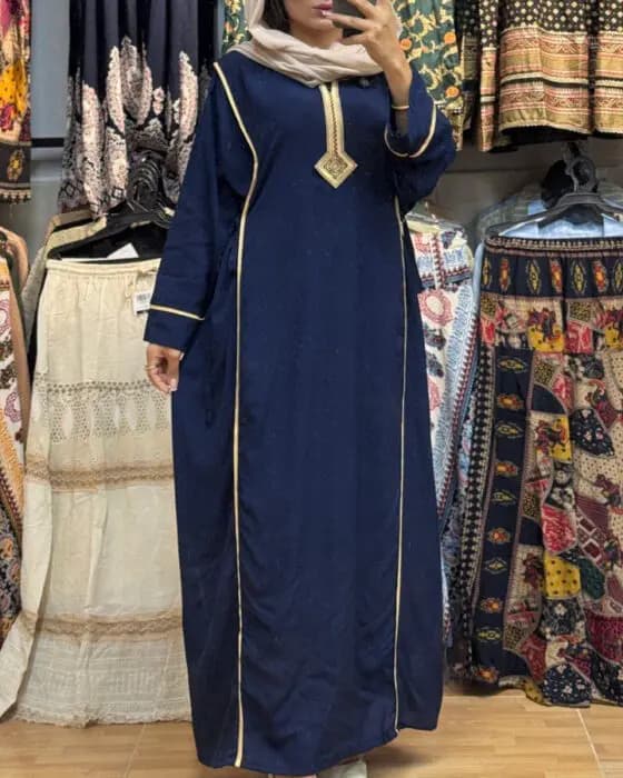 پیراهن یال یقه گلدوزی تک رنگ 7201 — تصویر ۱۰