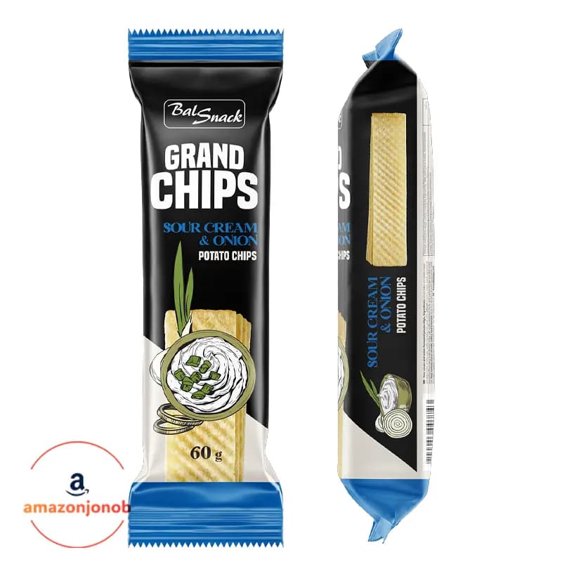 چیپس ورقهای Grand طعم خامه ترش و پیاز 60 گرم