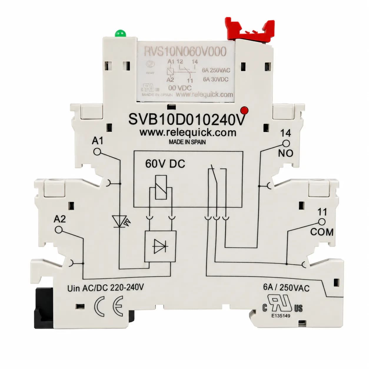 رله سوکت دار کوییک 60 DC ولت 6 آمپر مدل SVB10D01024 | رله PLC — تصویر ۲