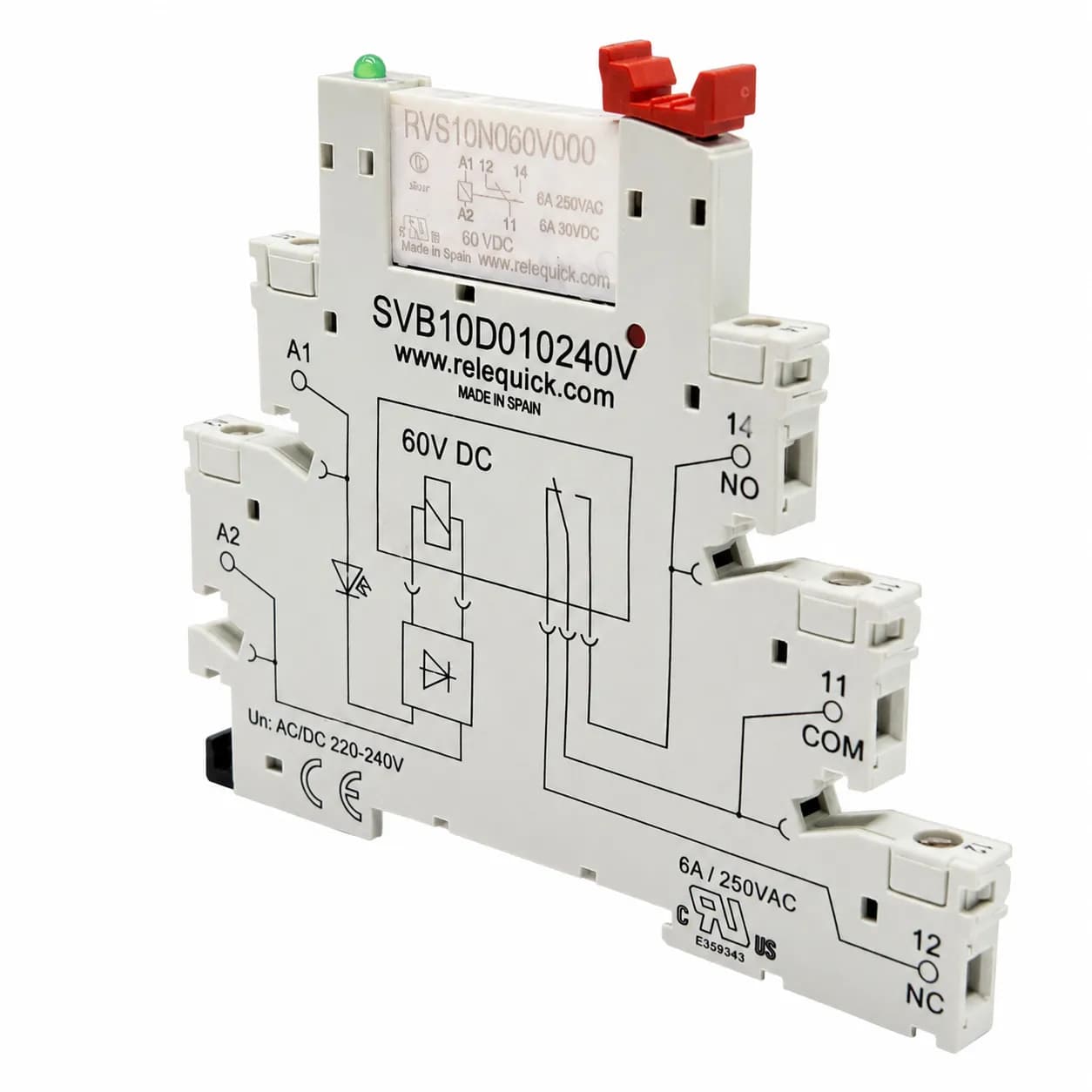 رله سوکت دار کوییک 60 DC ولت 6 آمپر مدل SVB10D01024 | رله PLC