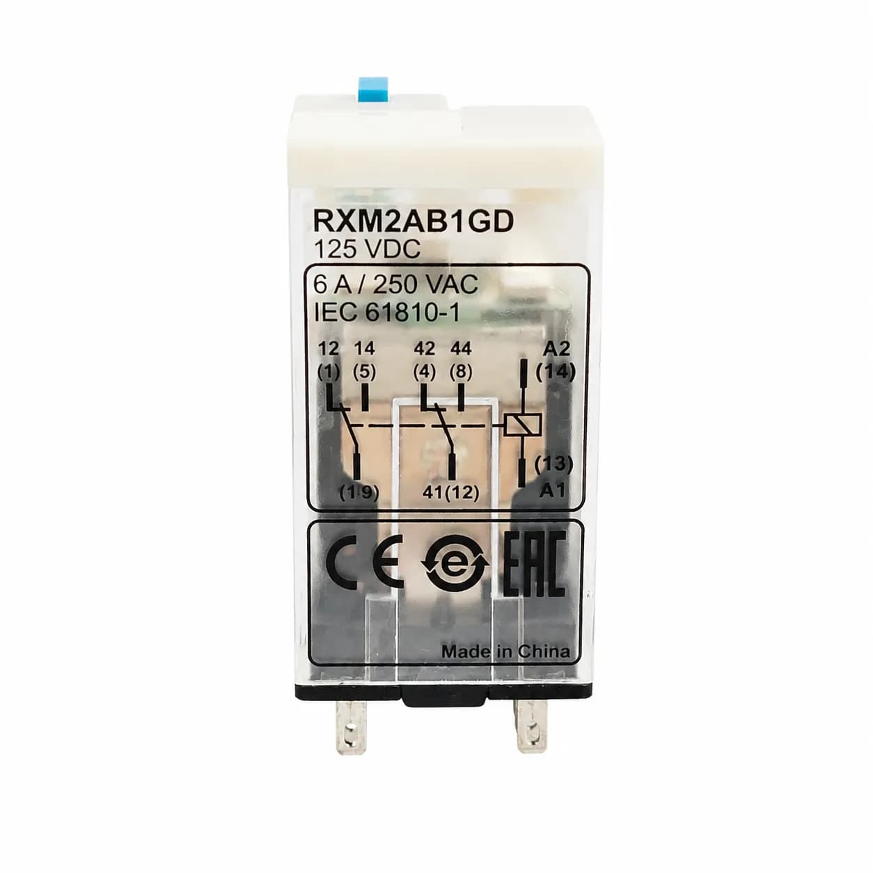 رله اشنایدر شیشه ای 8 پایه 6 آمپر 125 ولت Schneider Relay RXM2AB1GD DC — تصویر ۶