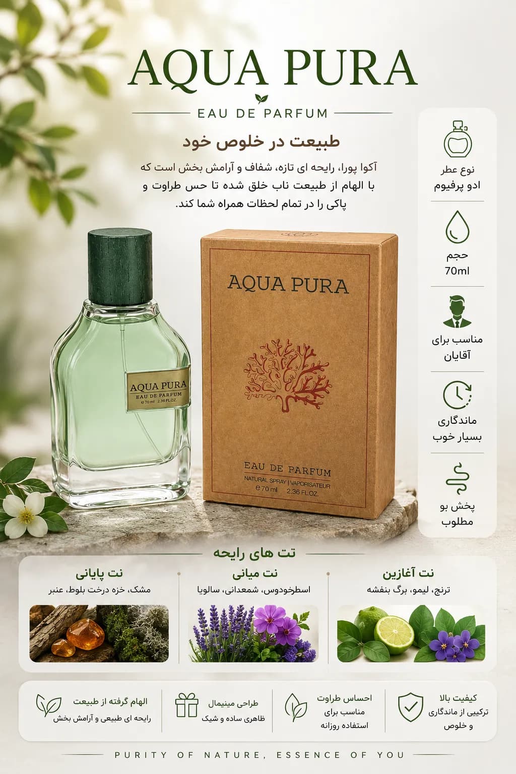 عطر ادکلن یونیسکس آکوآ پورا فرگرنس ورد 70 میل با رایحه مشابه مگاماره اورتو پاریسی — تصویر ۶