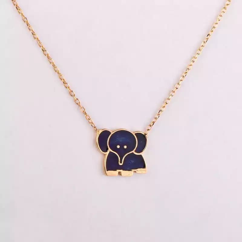 گردنبند طلا حلقه ای فلامینگو طرح فیل wn1226 — تصویر ۴