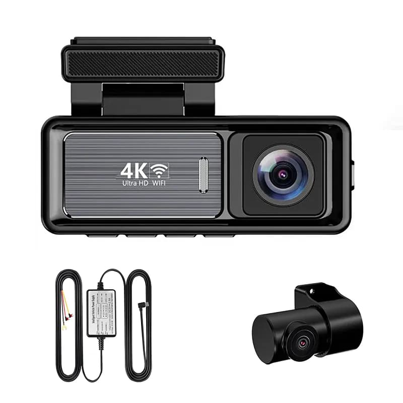 دوربین ثبت وقایع خودرو اتوویژن مدل M6-4K WiFi با دوربین عقب، کیت برق مستقیم و کارت حافظه 64 گیگابایتی