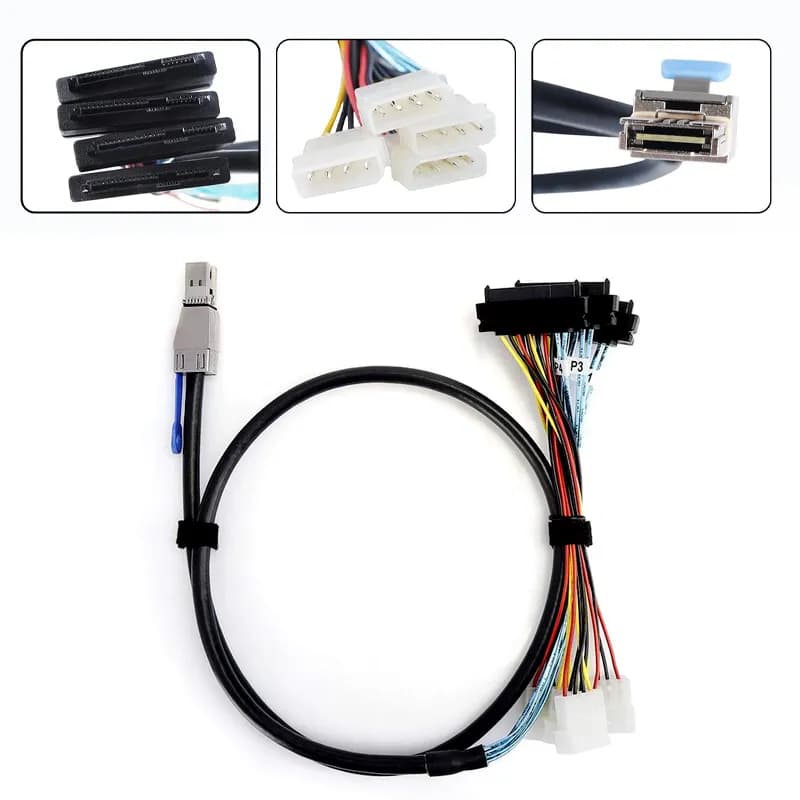 کابل تبدیل Mini SAS SFF-8644 به چهار SFF-8482 با کابل برق SATA مدل SM242 طول 2 متر — تصویر ۱۱