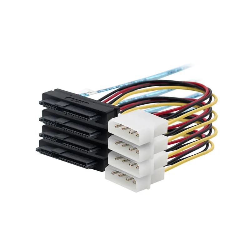 کابل تبدیل Mini SAS SFF-8644 به چهار SFF-8482 با کابل برق SATA مدل SM242 طول 2 متر — تصویر ۸