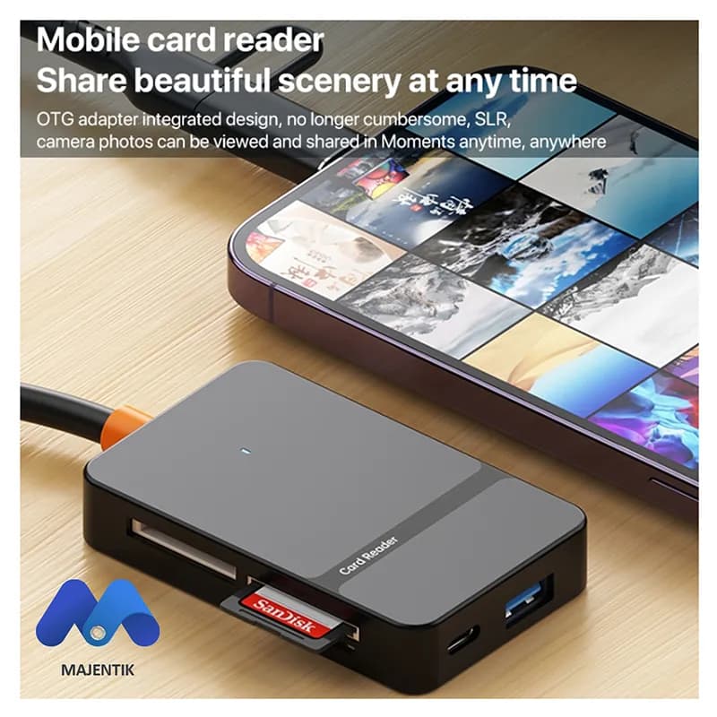 کارت خوان 8 پورت مجنتیک مدل ADS-315 با رابط دوگانه Type-C و Lightning — تصویر ۶