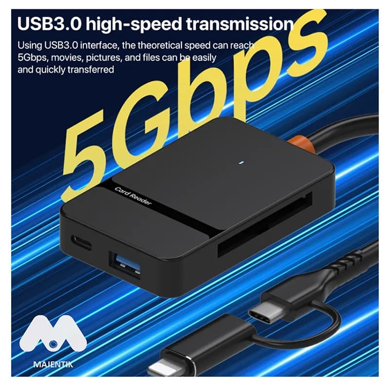 کارت خوان 8 پورت مجنتیک مدل ADS-315 با رابط دوگانه Type-C و Lightning — تصویر ۵