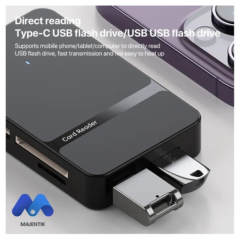 کارت خوان 8 پورت مجنتیک مدل ADS-315 با رابط دوگانه Type-C و Lightning — تصویر ۷