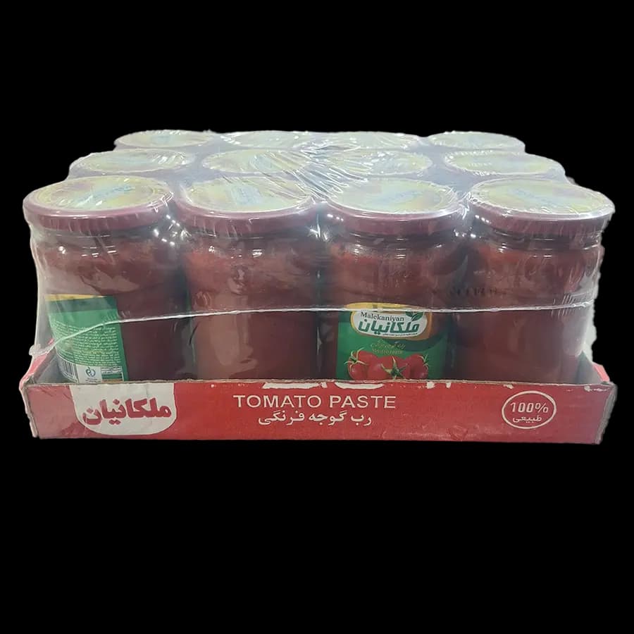 رب گوجه فرنگی ملکیان 700 گرمی شیشه ای باکس 12 عددی — تصویر ۳