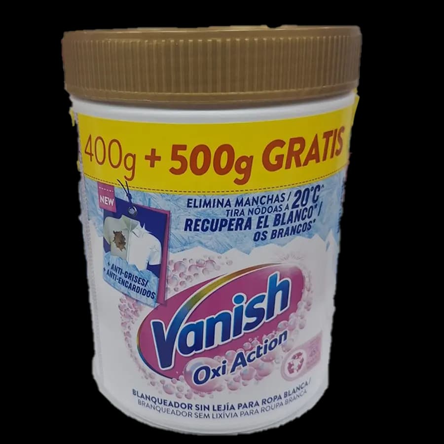 پودر لکهبر و سفیدکننده لباسهای سفید ونیش (Vanish Oxi Action Kristal Beyaz) 900 گرمی (۴۰۰ گرم بهعلاوه ۵۰۰ گرم هدیه) — تصویر ۲