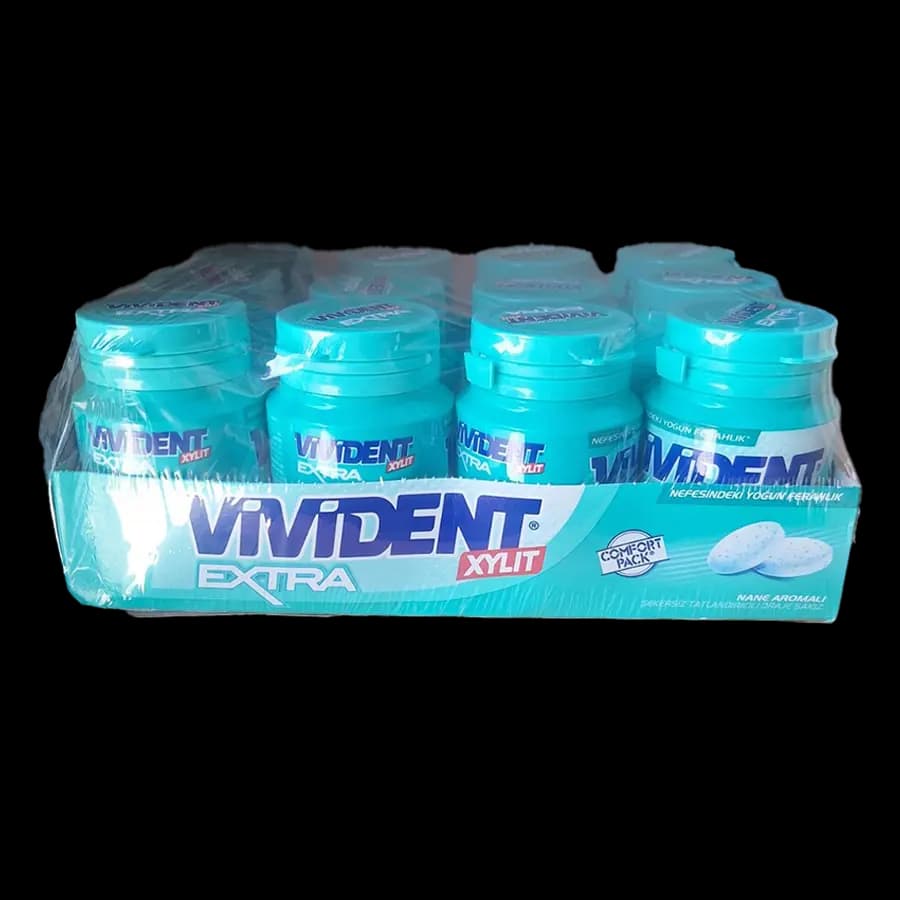 آدامس ویویدنت بدون قند مدل سفید کننده اکسترا (Extra) 63 گرمی طعم نعناع – بسته 12 عددی — تصویر ۳