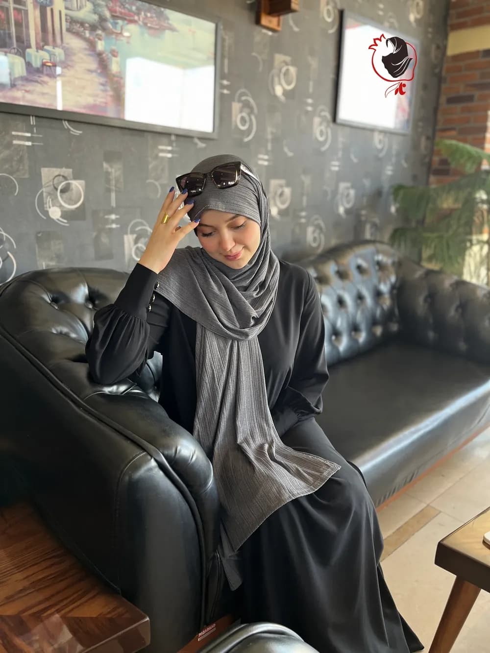 شال کشی نگیندار طوسی سیر — تصویر ۲