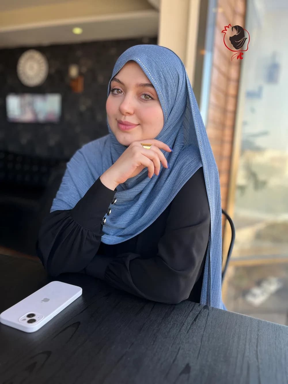شال کشی نگیندار آبی لی