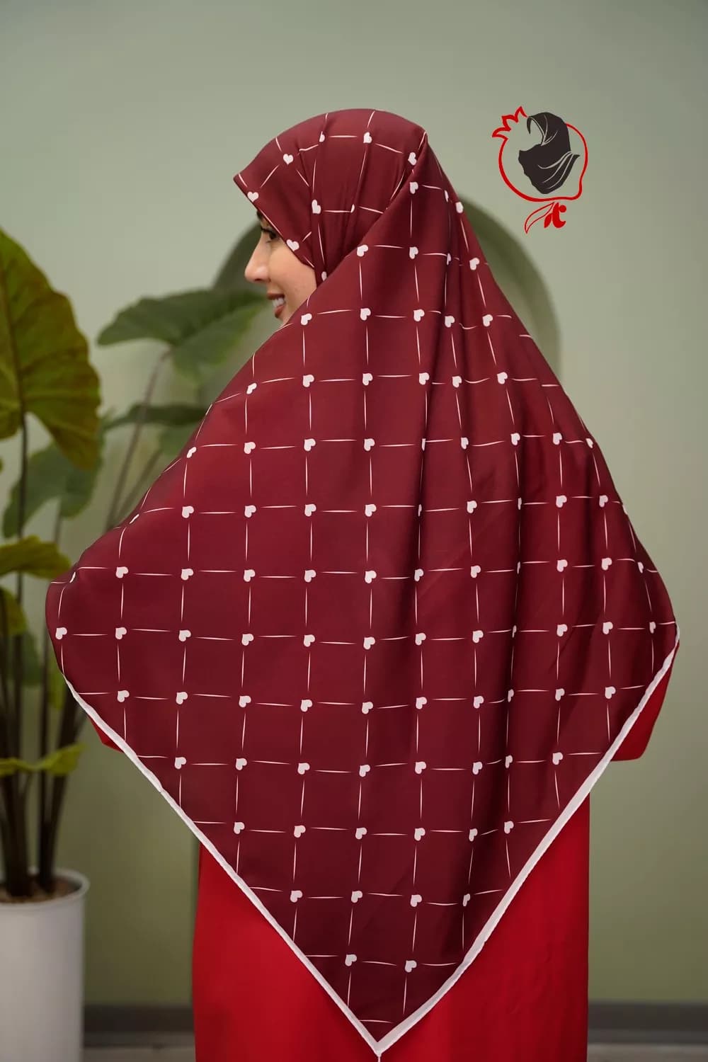 روسری سوپر نخ قلبی زرشکی قواره بزرگ — تصویر ۷